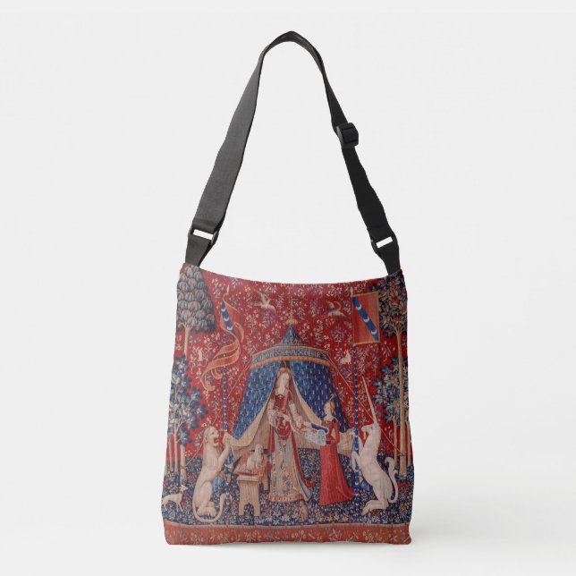 Dam och Unicorn Medieval Tapestry Desire Axelväska (Framsida)