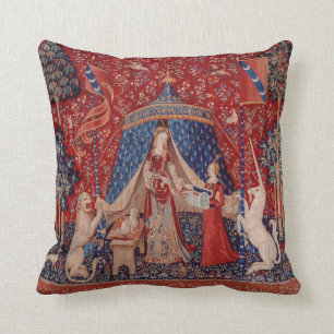 Dam och Unicorn Medieval Tapestry Desire Kudde