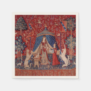 Dam och Unicorn Medieval Tapestry Desire Pappersservett