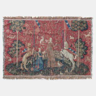 Dam och Unicorn Medieval Tapestry Taste Filt