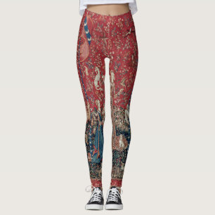 Dam och Unicorn Medieval Tapestry Taste Leggings
