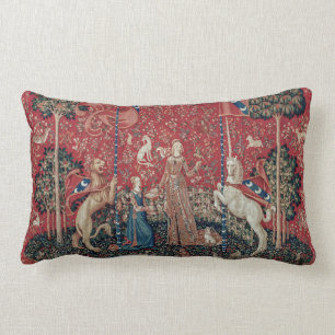 Dam och Unicorn Medieval Tapestry Taste Lumbarkudde