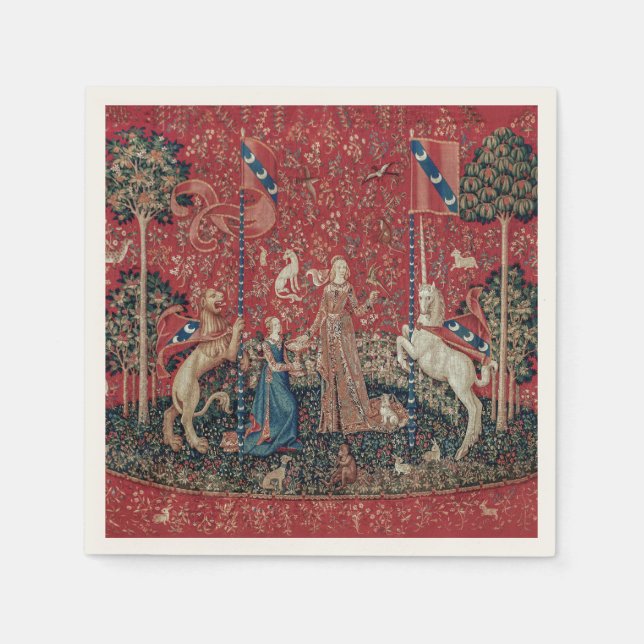 Dam och Unicorn Medieval Tapestry Taste Pappersservett (Framsidan)