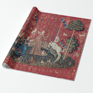 Dam och Unicorn Medieval Tapestry Taste Presentpapper