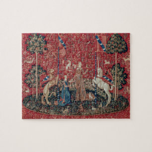 Dam och Unicorn Medieval Tapestry Taste Pussel