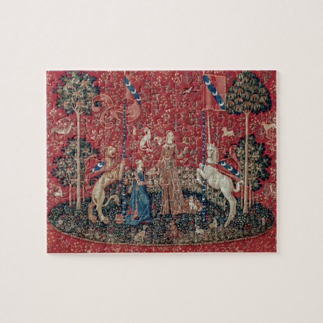 Dam och Unicorn Medieval Tapestry Taste Pussel (Horisontell)
