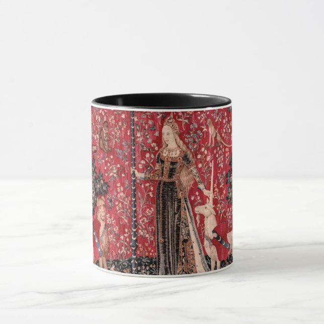 Dam och Unicorn Medieval Tapestry Touch Mugg (Center)
