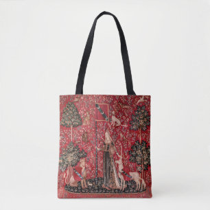 Dam och Unicorn Medieval Tapestry Touch Tygkasse