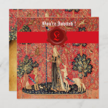 DAM OCH UNICORN MONOGRAM RED VAX SEAL PARCHMENT