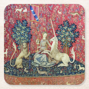 Dam och Unicorn, Sight Underlägg Papper Kvadrat