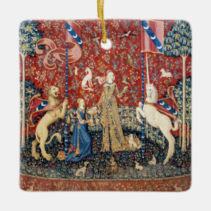 Dam och Unicorn, Taste Julgransprydnad Keramik