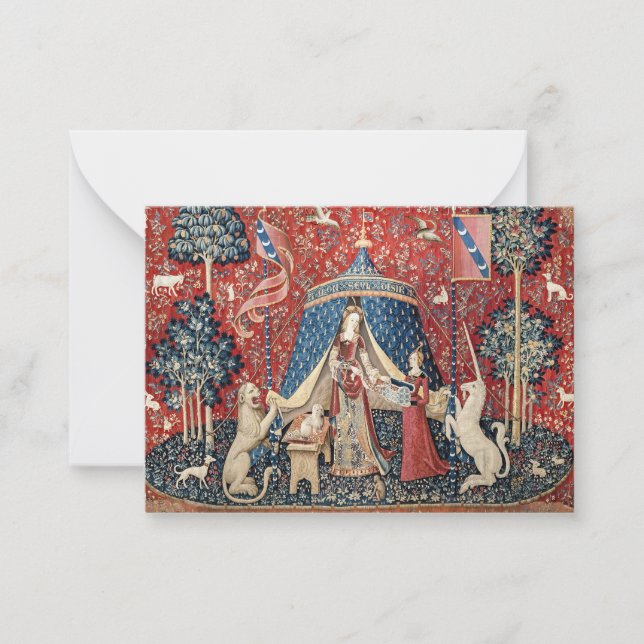 Dam och Unicorn, till min enda önskan Anteckningskort (Framsida)