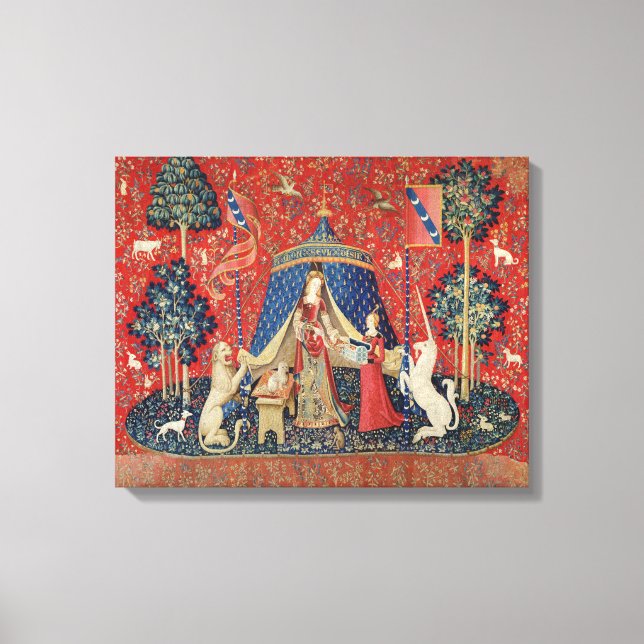 Dam och Unicorn: "Till min enda önskan" Canvastryck (Framsida)