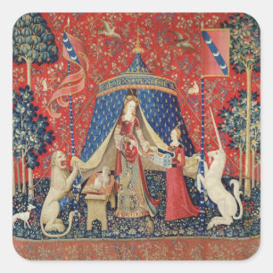 Dam och Unicorn: "Till min enda önskan" Fyrkantigt Klistermärke