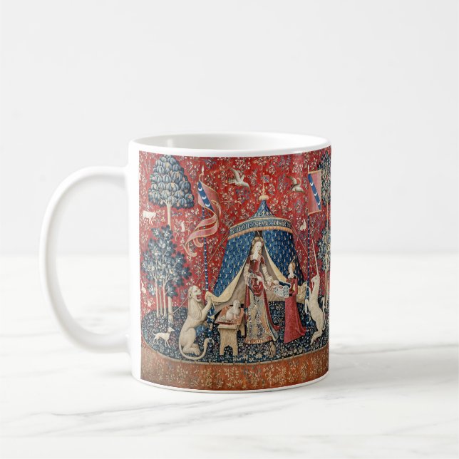 Dam och Unicorn, till min enda önskan Kaffemugg (Vänster)