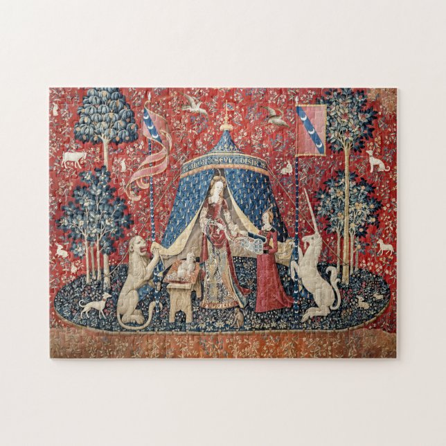 Dam och Unicorn, till min enda önskan Pussel (Horisontell)