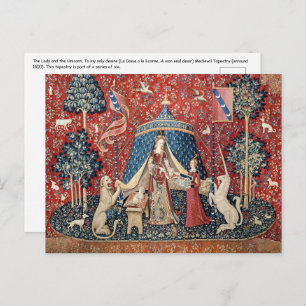 Dam och Unicorn, till min enda önskan Vykort