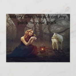 Dam och varg god jul-kort helg vykort