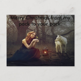 Dam och varg god jul-kort helg vykort