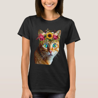 Dam Orange Kattägare för tjejer Husdjur Blommig Dj T Shirt