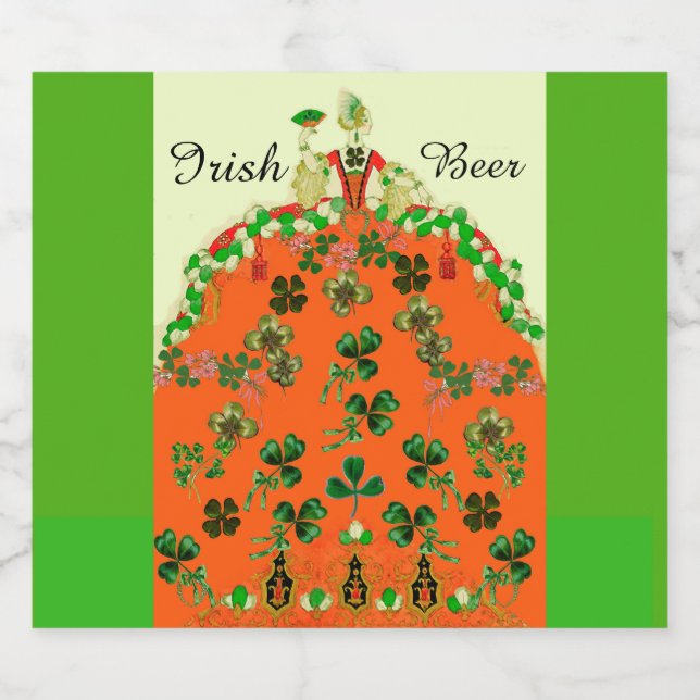 DAM ORANGE OCH SHAMROCKS Grönt Irish Ölflaska Etikett (Singel etikett)