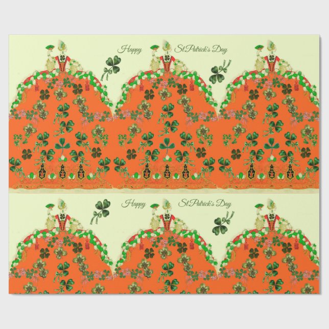 DAM ORANGE OCH SHAMROCKS St. Patricks Day Mode Presentpapper (Platt)