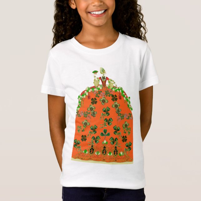 DAM ORANGE OCH SHAMROCKS St. Patricks Day Party T Shirt (Framsida)