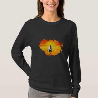 Dam Orca Havsdjur Val Solnedgång Mördval V-ringad T Shirt