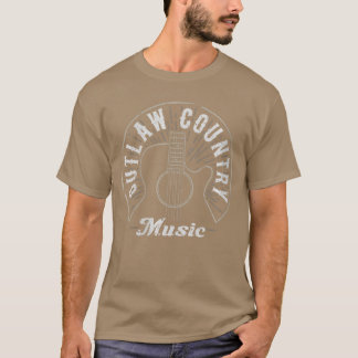 Dam Outlaw Country Music Gitarr Kontur VNeck f T Shirt