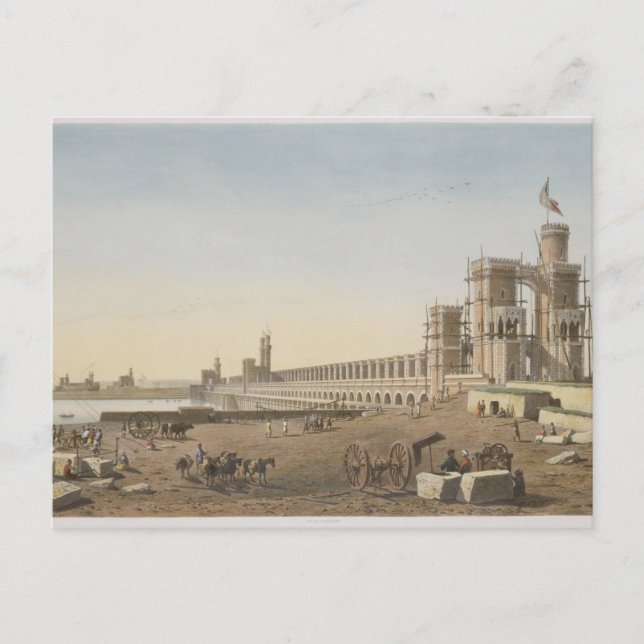 Dam över Nilen, byggnaden av Aswan Vykort (Framsida)