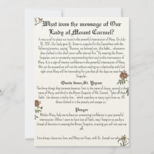 Dam på berget Carmel Prayer Card Inbjudningar