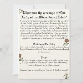 Dam på det Miraculous Medal Prayer-kortet Inbjudningar