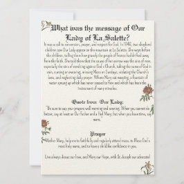 Dam på La Salette Prayer Card Inbjudningar