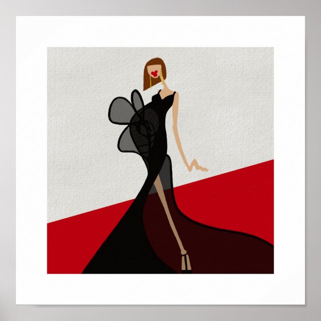 Dam på röda mattan Glamourös modekonst Poster (Framsidan)