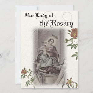 Dam på Rosary Prayer-kortet Inbjudningar