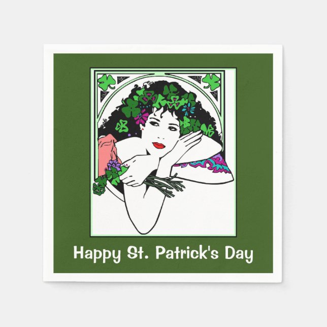Dam på St. Patricks Day Napkins Pappersservett (Framsidan)