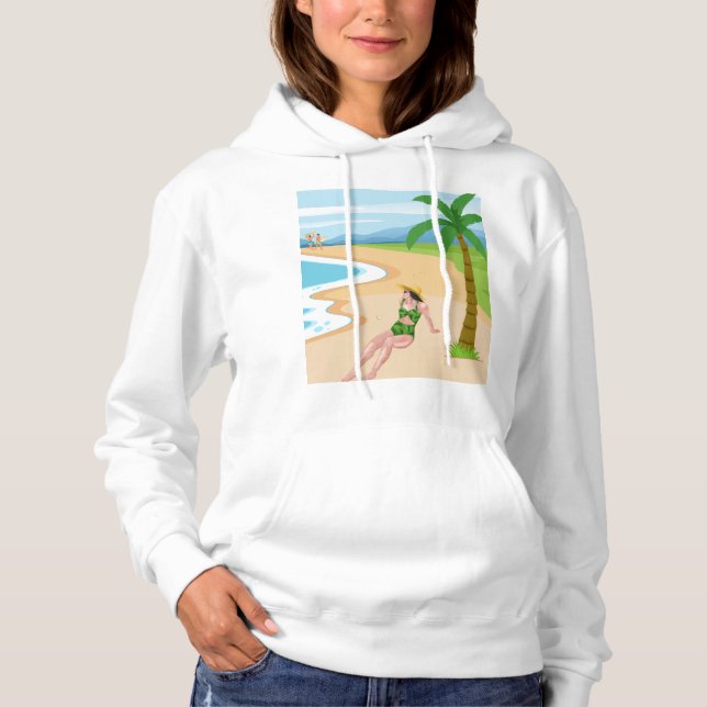 dam på stranden t shirt (Framsida)