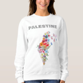 Dam-Palestina Hoodie – Blommig Palestina Karta T Shirt