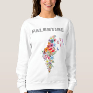 Dam-Palestina Hoodie – Blommig Palestina Karta T Shirt