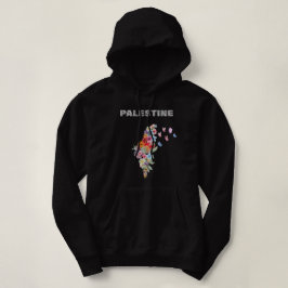 Dam-Palestina-huvtröja – Blommig Palestina-karta T Shirt