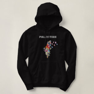 Dam-Palestina-huvtröja – Blommig Palestina-karta T Shirt