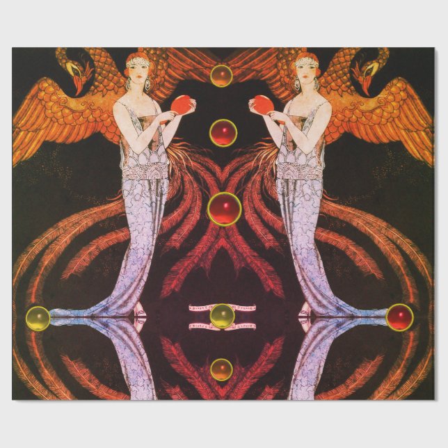 DAM PHOENIX ART DECO BEAUTY MODE Orange Black Presentpapper (Platt)