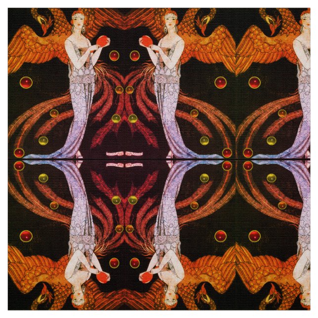 DAM PHOENIX ART DECO BEAUTY MODE Orange Black Tyg (Provkarta)