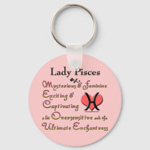 Dam Pisces Zodiac Rosa Nyckelring