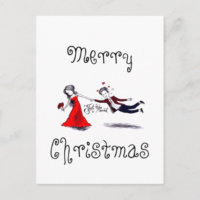 Dam Pulling Make Funny Bröllop Helg Vykort (Framsida)