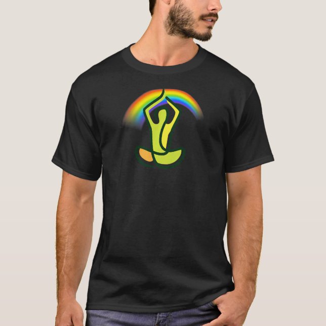 Dam Rainbow Grå Yoga  3 T Shirt (Framsida)