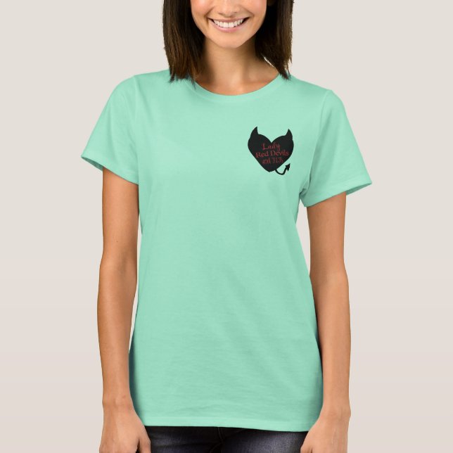 Dam Red Djävulen Football Shirt med Black Heart T Shirt (Framsida)
