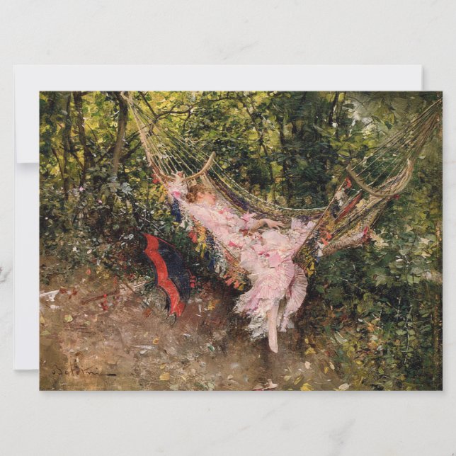 Dam Resting in a Hammock (av Giovanni Boldini) Kort (Framsida)