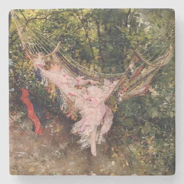 Dam Resting in a Hammock (av Giovanni Boldini) Stenunderlägg (Framsidan)