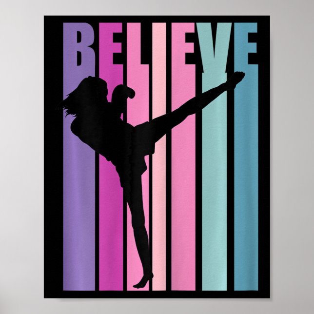 Dam Retro Kickboxning Dam Kickboxare Boxnings Hand Poster (Framsidan)